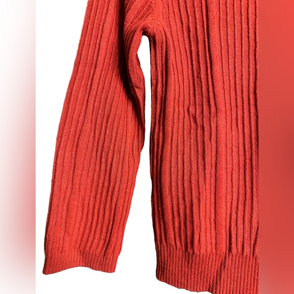 MNG Orange Ribbed High Neck Long Sleeve Sweater Size Small - Picture 2 of 7